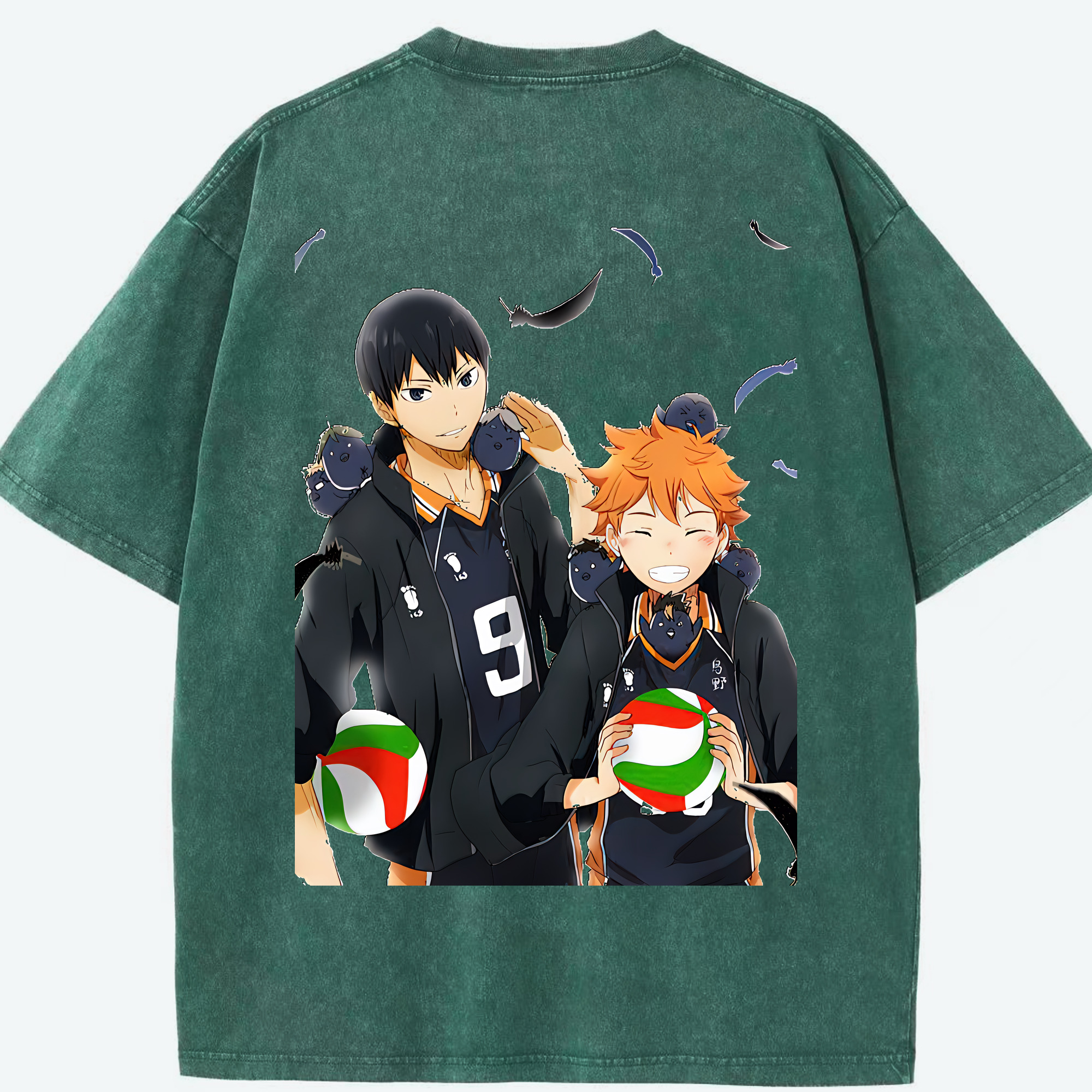 （画像用） ハイキュー!! Haikyu!! 綿100% ヴィンテージ風 半袖Tシャツ（背面プリント）